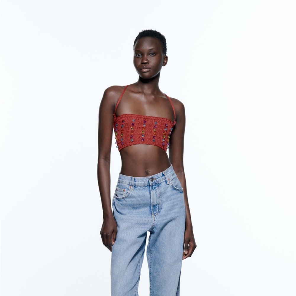 ZARA Knit Beaded Bandeau Top Limited Edition - NWT